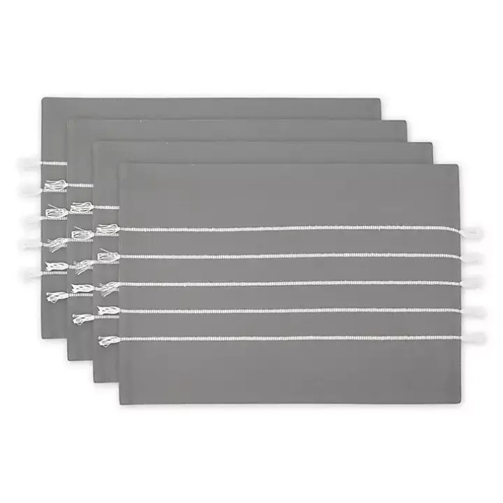 Gray and White Striped Placemats, Set of 4