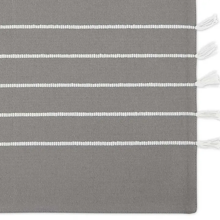 Gray and White Striped Placemats, Set of 4