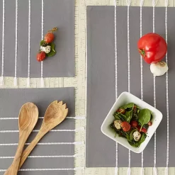 Gray and White Striped Placemats, Set of 4