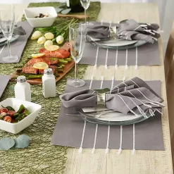 Gray and White Striped Placemats, Set of 4