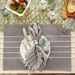 Gray and White Striped Placemats, Set of 4