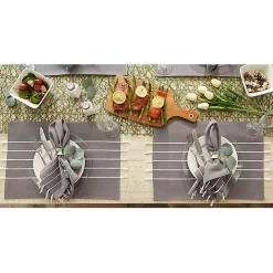 Gray and White Striped Placemats, Set of 4