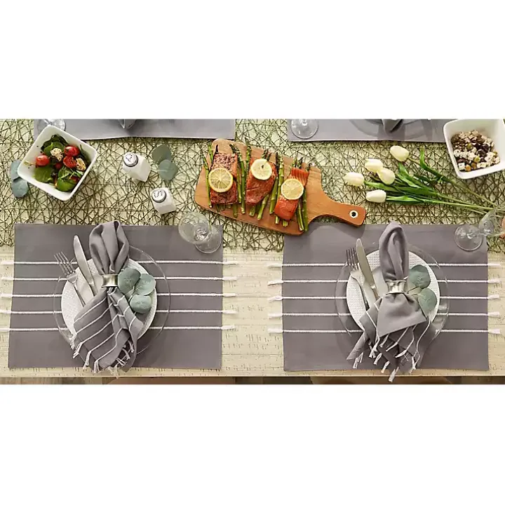 Gray and White Striped Placemats, Set of 4