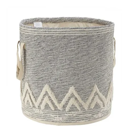 Gray and White Tuft Peaks Storage Basket