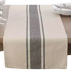 Gray Banded Stripe Table Runner