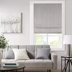 Gray Basketweave Cordless Roman Shade, 31 in.