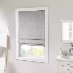 Gray Basketweave Cordless Roman Shade, 31 in.
