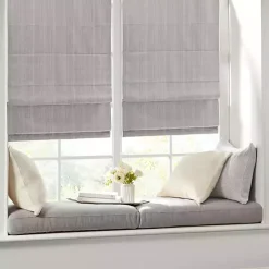 Gray Basketweave Cordless Roman Shade, 31 in.