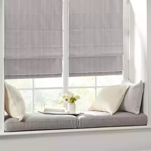 Gray Basketweave Cordless Roman Shade, 31 in.