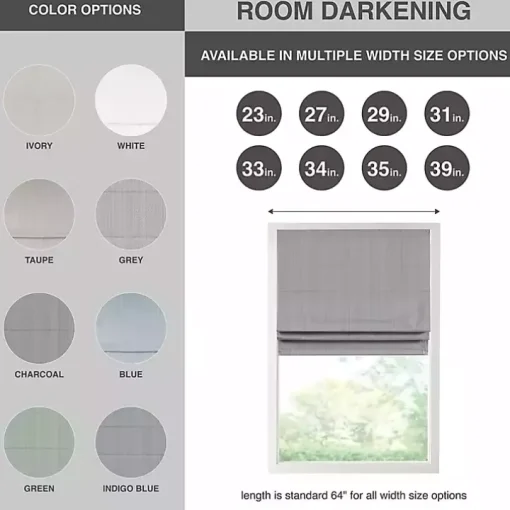 Gray Basketweave Cordless Roman Shade, 35 in.