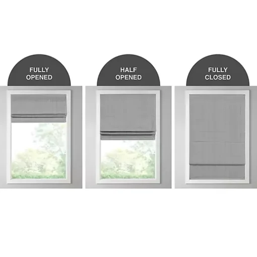 Gray Basketweave Cordless Roman Shade, 31 in.