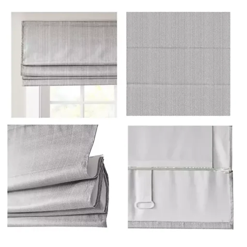 Gray Basketweave Cordless Roman Shade, 31 in.