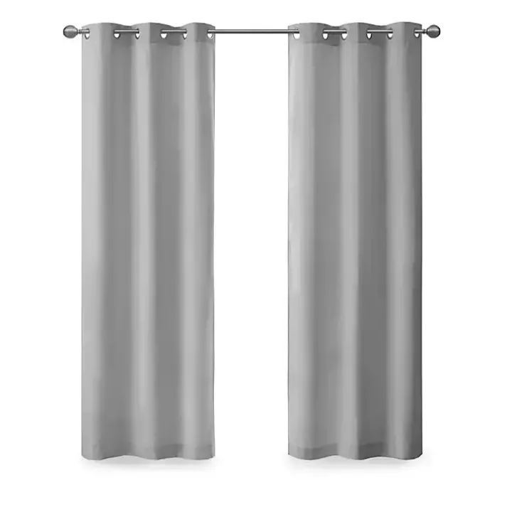 Gray Basketweave Curtain Panel Set, 84 in