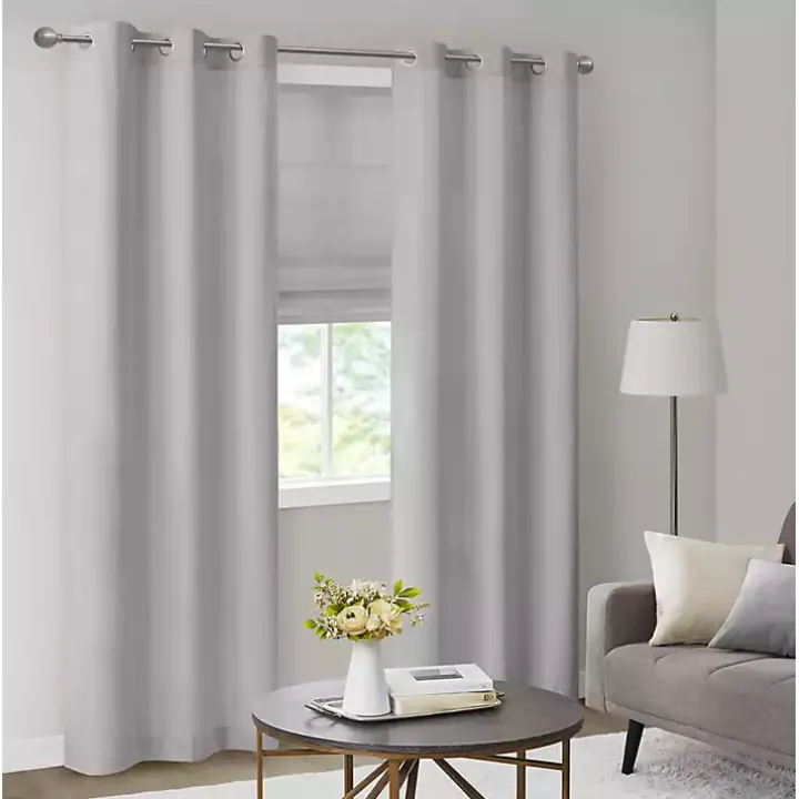 Gray Basketweave Curtain Panel Set, 84 in