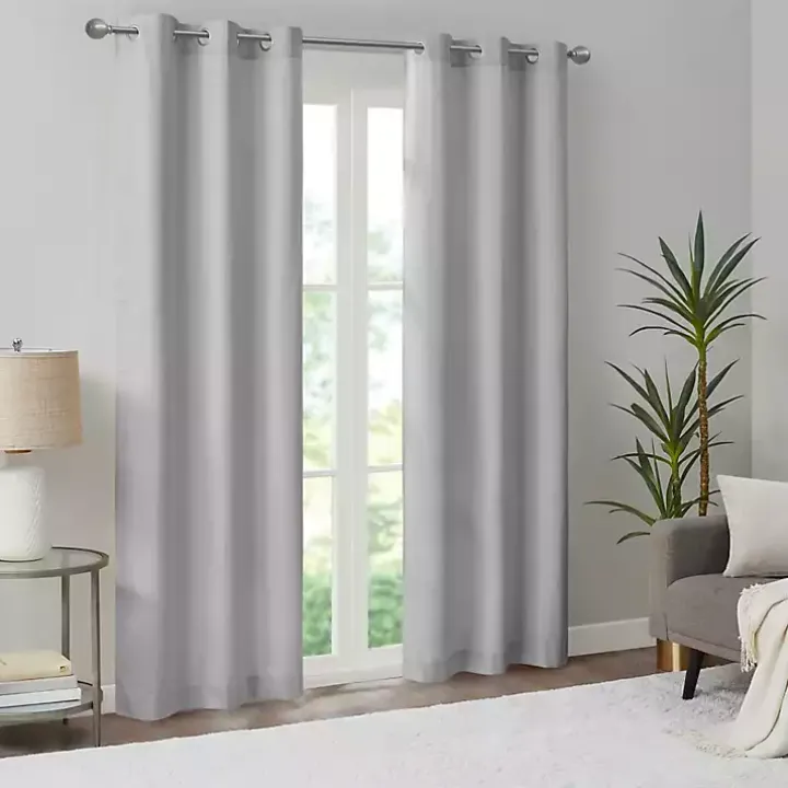 Gray Basketweave Curtain Panel Set, 84 in