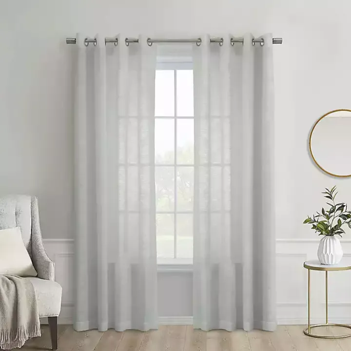 Gray Boucle Sheer Single Curtain Panel, 63 in.