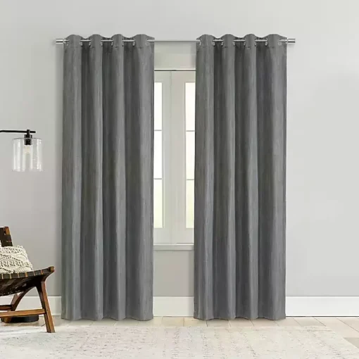 Gray Bryson Textured Curtain Panel, 95 in.