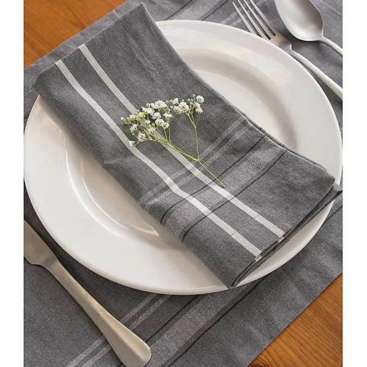 Gray Chambray French Stripe Napkins, Set of 6