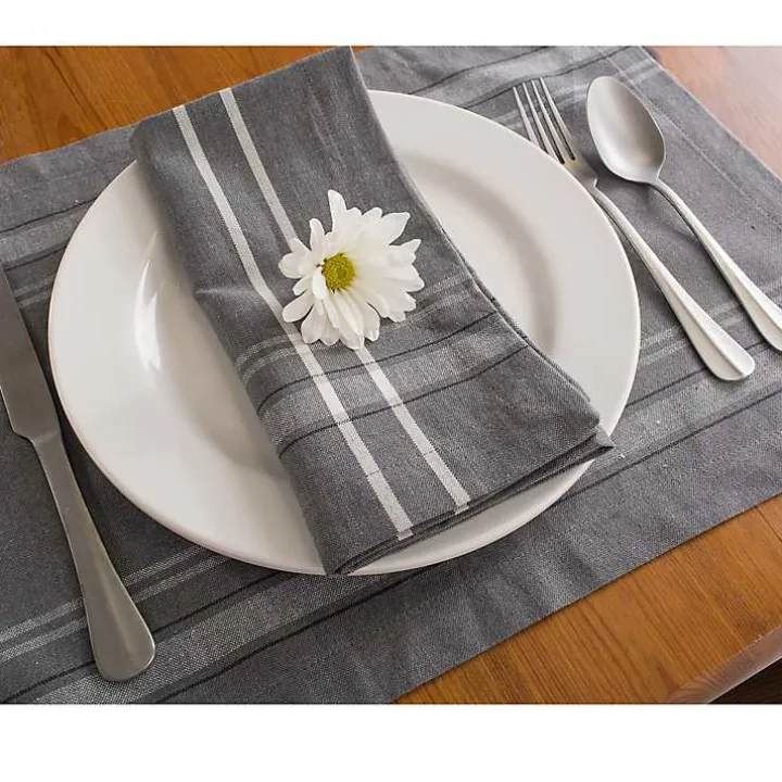 Gray Chambray French Stripe Napkins, Set of 6