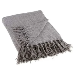 Gray Chenille Fringe Throw