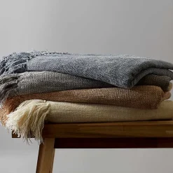 Gray Chenille Fringe Throw