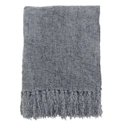 Gray Chenille Throw with Fringe