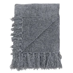 Gray Chenille Throw with Fringe