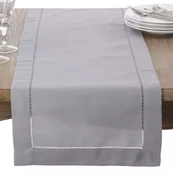 Gray Classic Hemstitch Border Polyester Runner