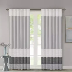 Gray Color Block Striped Curtain Panel, 84 in.