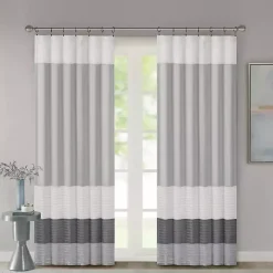 Gray Color Block Striped Curtain Panel, 84 in.