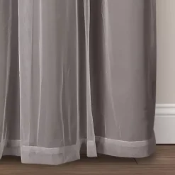 Gray Curtain Panel Set with Overlay, 95 in.