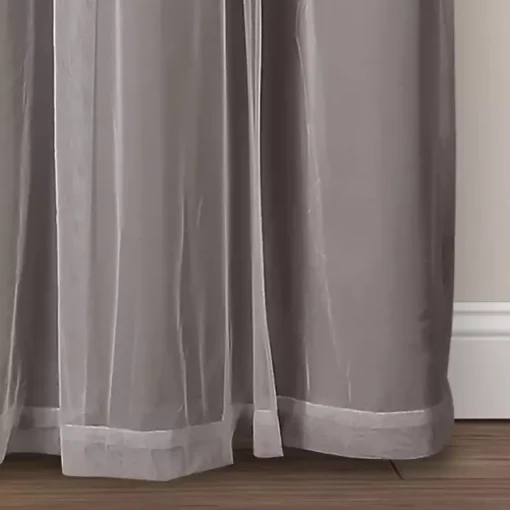 Gray Curtain Panel Set with Overlay, 95 in.