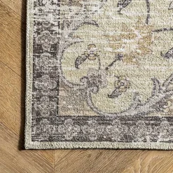 Gray Faded Medallion Washable Area Rug, 5x8
