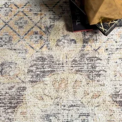 Gray Faded Medallion Washable Area Rug, 5x8