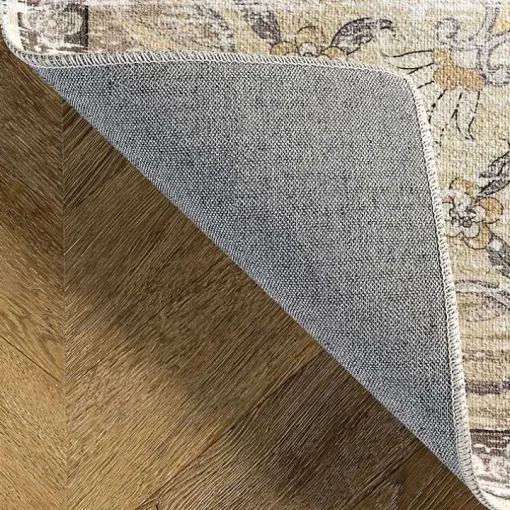 Gray Faded Medallion Washable Area Rug, 5x8