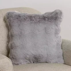 Gray Faux Fur Bubble Pillow