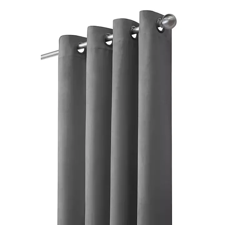 Gray Faux Suede Blackout Curtain Panel, 63 in.