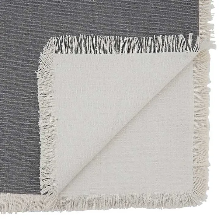 Gray Fringe Border Table Runner, 72 in.