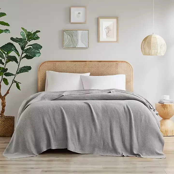 Gray Full/Queen Rylan Knit Blanket