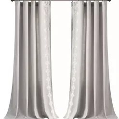 Gray Geometric Border Curtain Panel, 84 in.