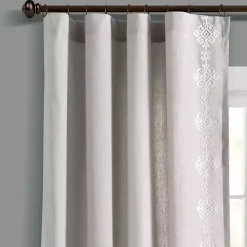 Gray Geometric Border Curtain Panel, 84 in.