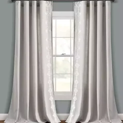 Gray Geometric Border Curtain Panel, 84 in.
