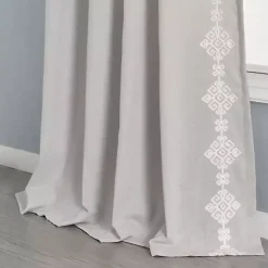 Gray Geometric Border Curtain Panel, 84 in.