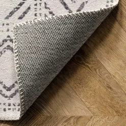 Gray Geometric Medallion Washable Area Rug, 5x8