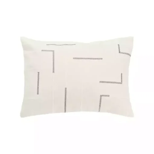 Gray Geometric Woven Lines Throw Pillow