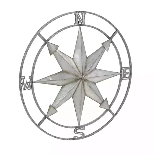 Gray Iron Compass Outdoor Plaque