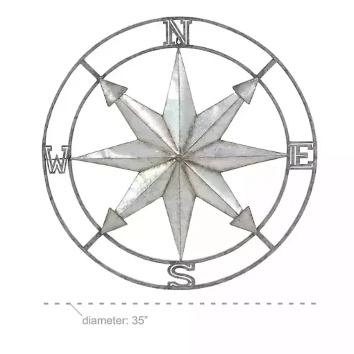 Gray Iron Compass Outdoor Plaque