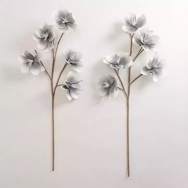Gray Japanese Magnolia Sprays, Set of 2