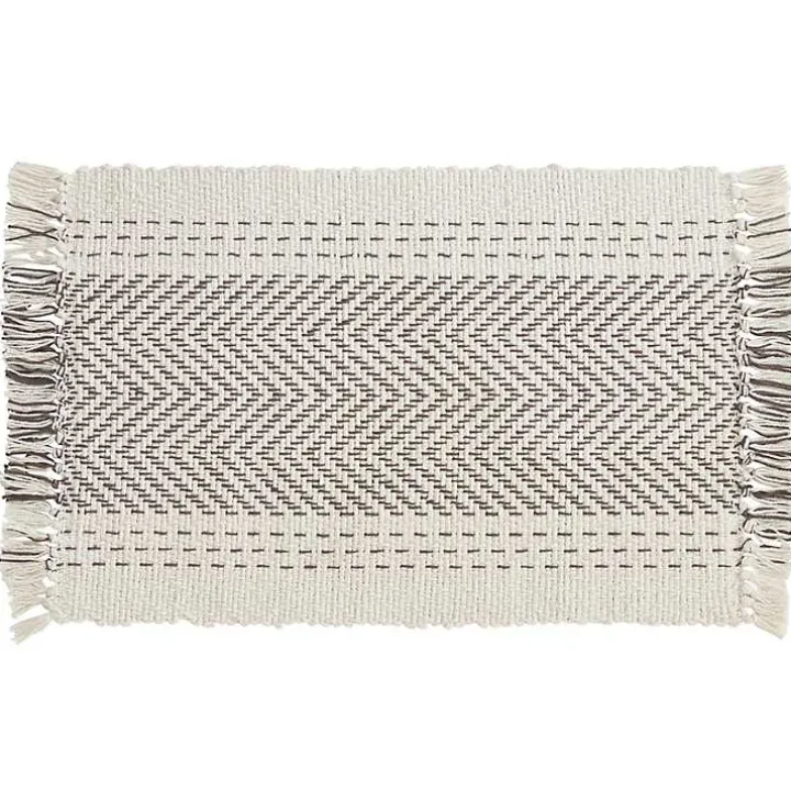 Gray Kantha Stitch Placemats, Set of 4