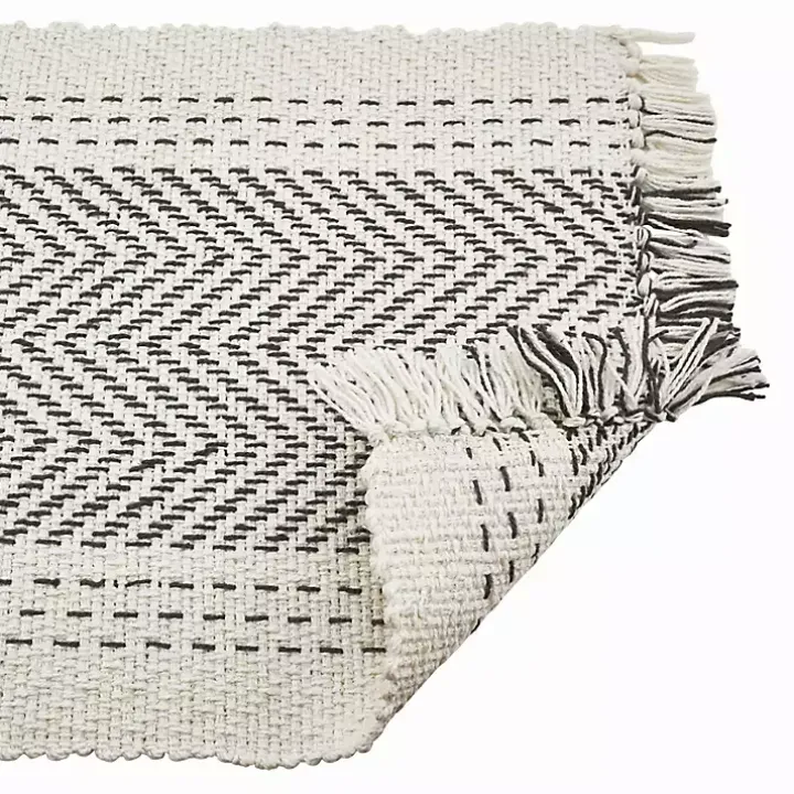 Gray Kantha Stitch Placemats, Set of 4